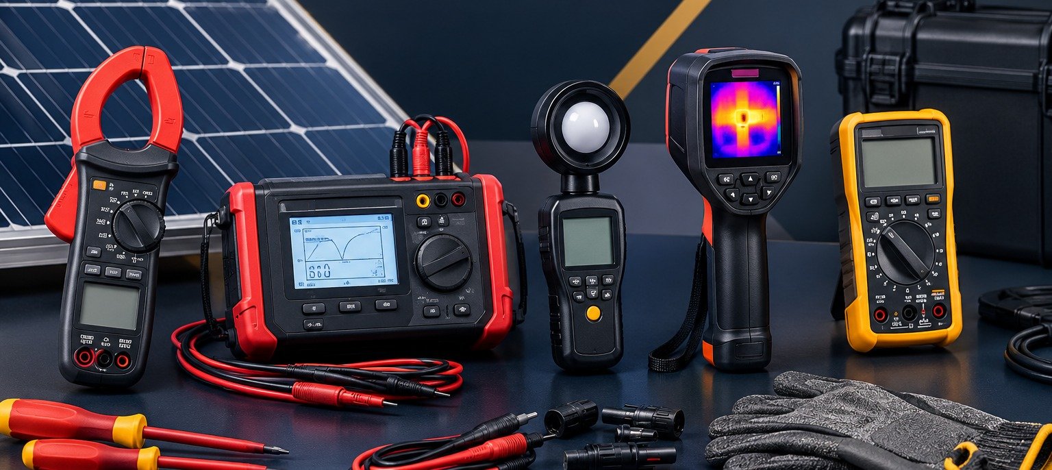 Professional-Grade Solar PV Testing Equipment — Clamp Meter, PV Insulation Tester, Irradiance Meter, Thermal Camera, Multimeter