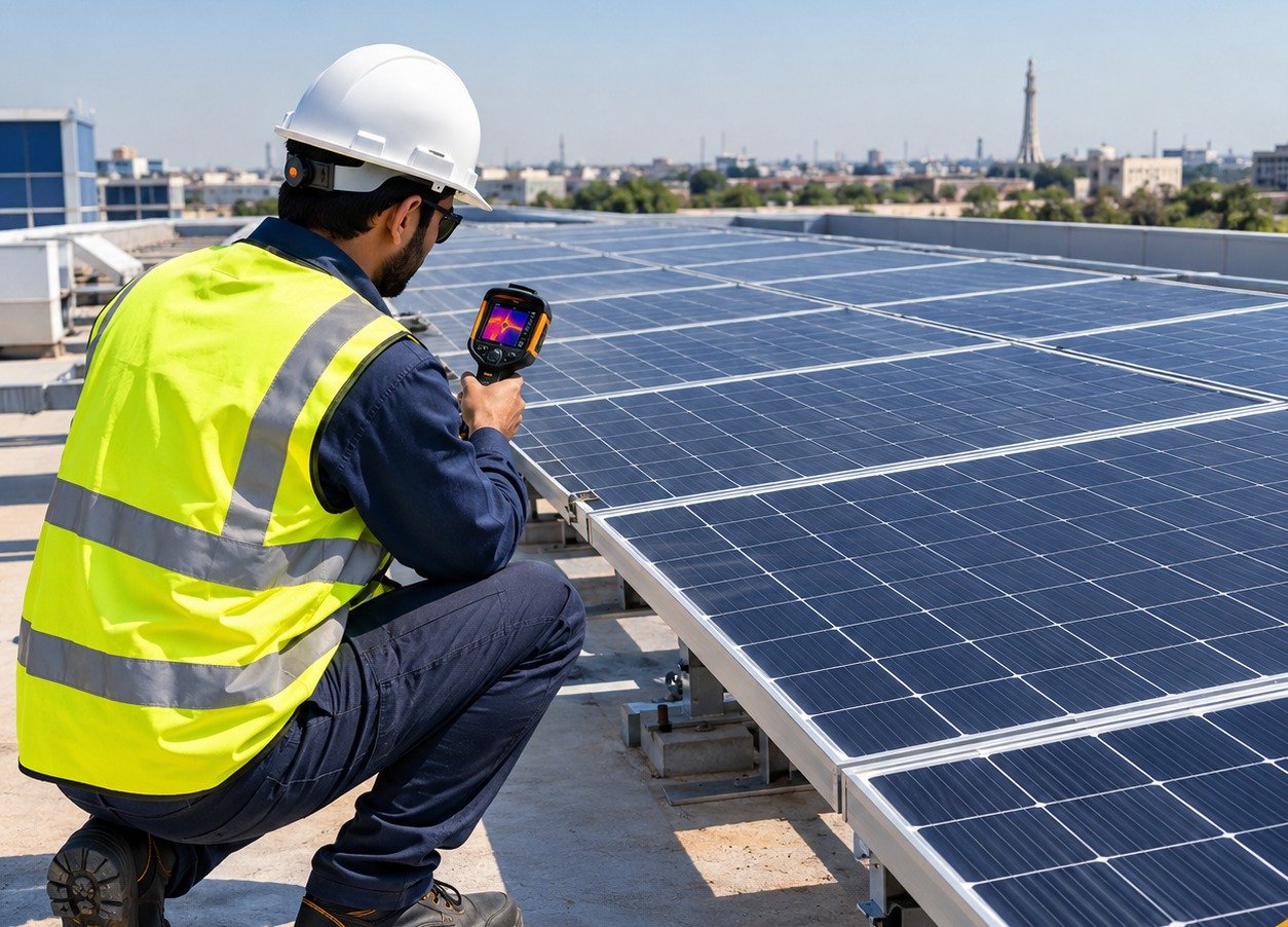 Esperto Engineer Conducting Solar PV Thermal & Electrical Inspection